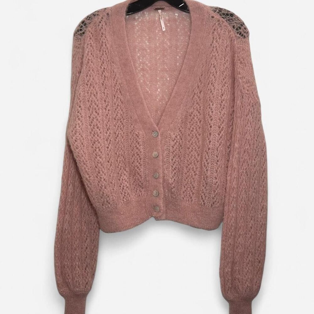 Free People Amelia Cardi Mauve Moon – Soft Girl Indie Knit (Size Small) - Picture 3 of 7